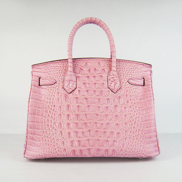 Replica Hermes Birkin 30CM Crocodile Head Veins Bag Pink 6088 On Sale
